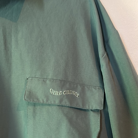 Girl Crush Cargo Button Up Shirt Green Large - Picture 5 of 9